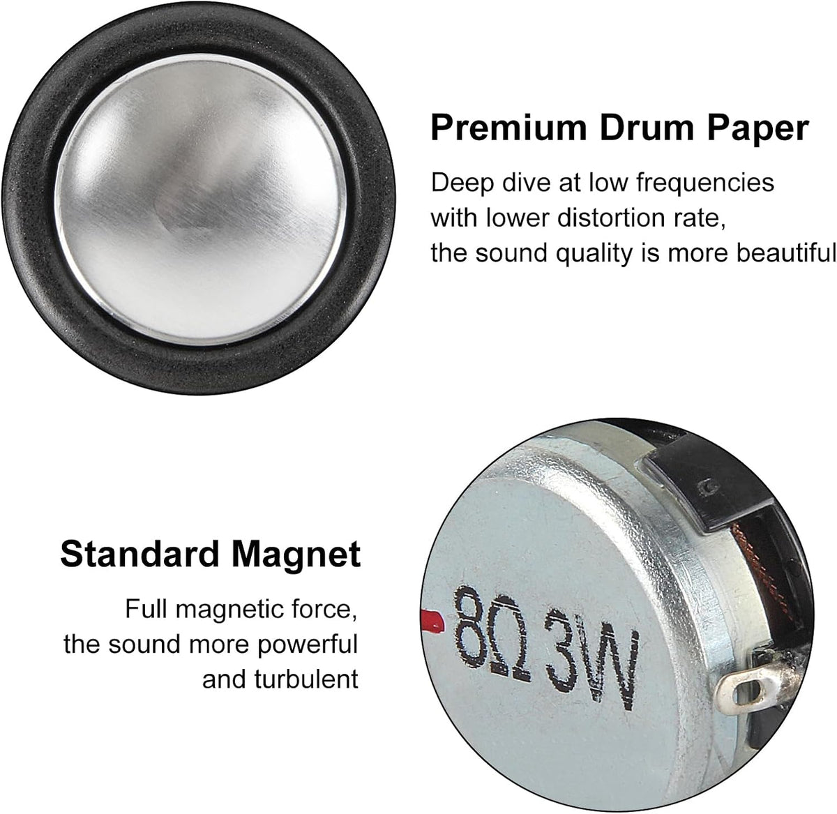 ACEIRMC 4pcs 8Ohm 3W (8Ohm 3W) Full Range Audio Speaker Replacement Stereo Loudspeaker Repair Magnet Electronic Speaker