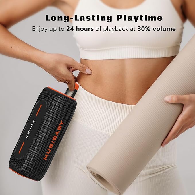 Musibaby 80W Bluetooth Speaker Loud Portable Speaker with Deep Bass Waterproof Outdoor Speaker with RGB Lights for Camping Beach & Party 24H Playtime BT5.3 Dual Pairing