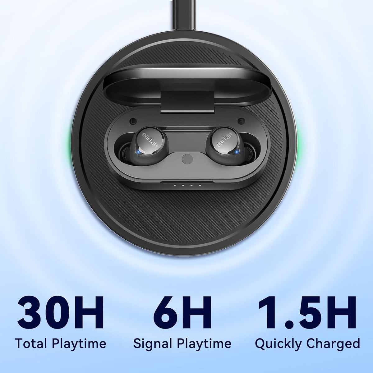 EarFun Free 1S Wireless Earbuds, Bluetooth Earbuds with Deep Bass, 4 Mics for Clear Call, Customizable EQ App, IPX7 Waterproof in-Ear Headphones, 30H Playtime, Wireless Charging
