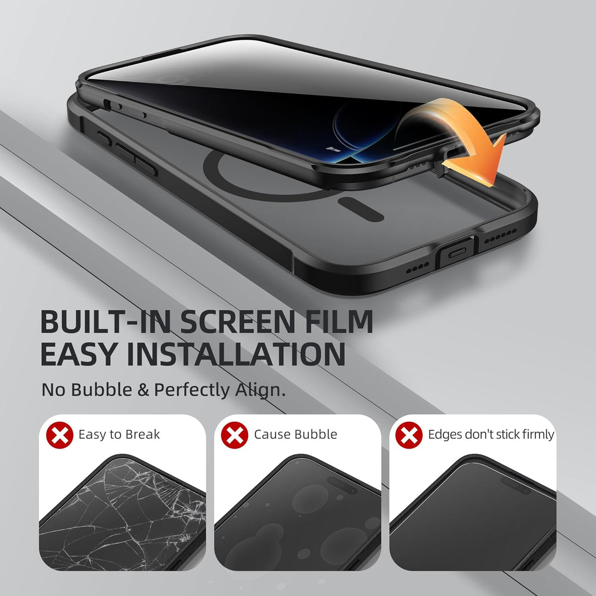 BERFY Magnetic for iPhone 16 Pro Max Case, Compatible with MagSafe, Built-in Privacy Screen Protector and Upgraded Camera Protection,Anti-Spy Full Body Shockproof Phone Case for 16 Pro Max 6.9", Black