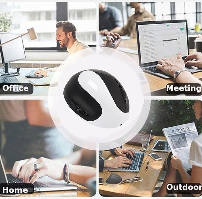 CHUYI Left-Handed Mouse Ergonomic Vertical Rechargeable Wireless Mouse 6 Buttons Optical and Portable Wireless Office Mice with USB Receiver for PC Computer Laptop (Black & White)