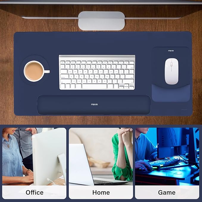 MOSISO Keyboard Mouse Pad Set Large Gaming Mouse Pad&Rectangular Keyboard Wrist Rest&Mousepad with Wrist Rest&Coaster Ergonomic Non-Slip&Easy Typing Pad with Curved Silicone Lining