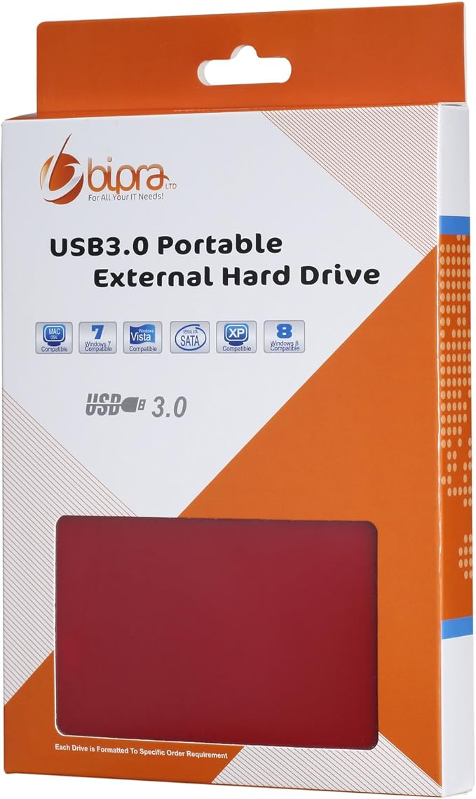 U3 2.5 inch USB 3.0 FAT32 Portable External Hard Drive - Red (100GB)