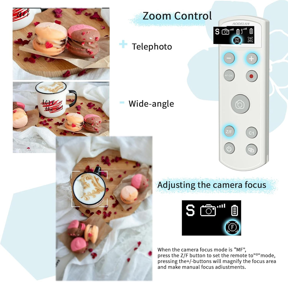 Remote Control for Sony Camera,USB-C Rechargeable Wireless Shutter Release with OLED Screen for ZV-1, ZV-E10,ZV-1F, A6100, A6400, A6700,A7IV,RX100 VII,A9,A9 II,Replace RMT-P1BT (White)