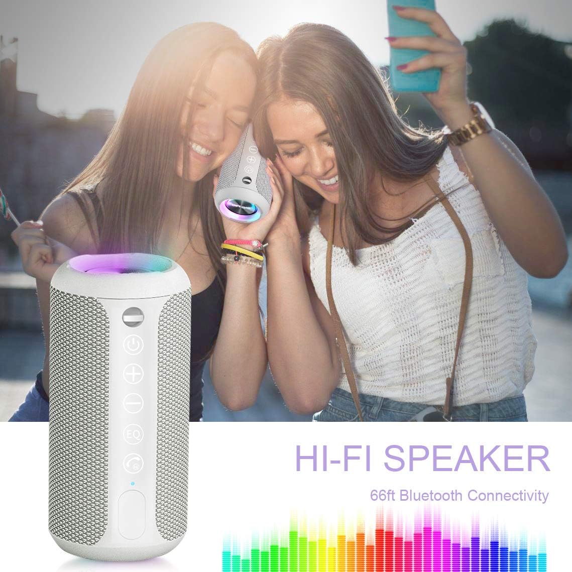 Ortizan Portable Bluetooth Speaker, IPX7 Waterproof Wireless Speaker with 24W Loud Stereo Sound, Outdoor Speakers with Bluetooth 5.0, 30H Playtime,66ft Bluetooth Range, Dual Pairing for Home