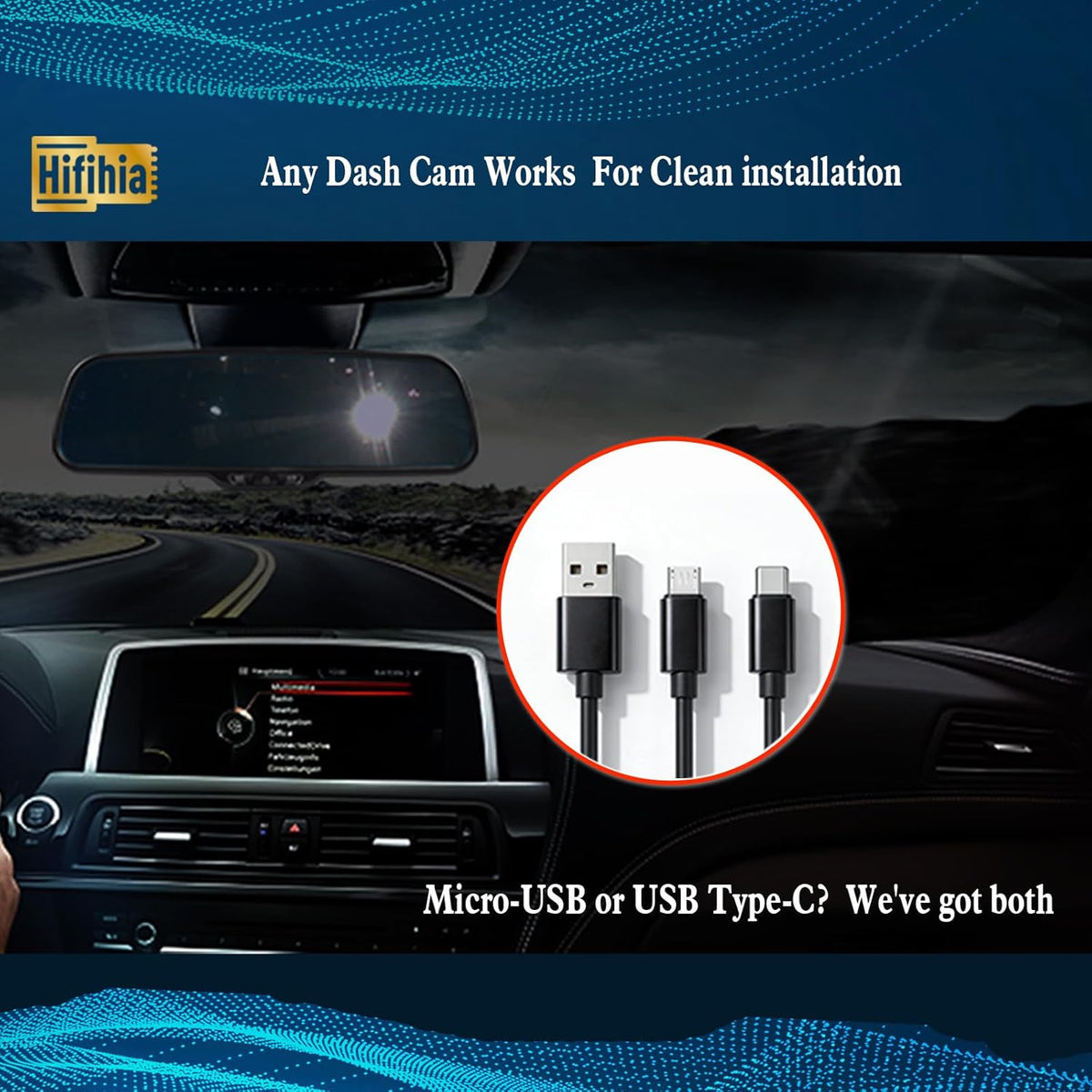 Hifihia 10-Pin 2019-2026 CX3 CX5 CX9 MX-30 CX-70, 6, Type E Plug & Play Dash Cam Power Adapter, Rear View Mirror
