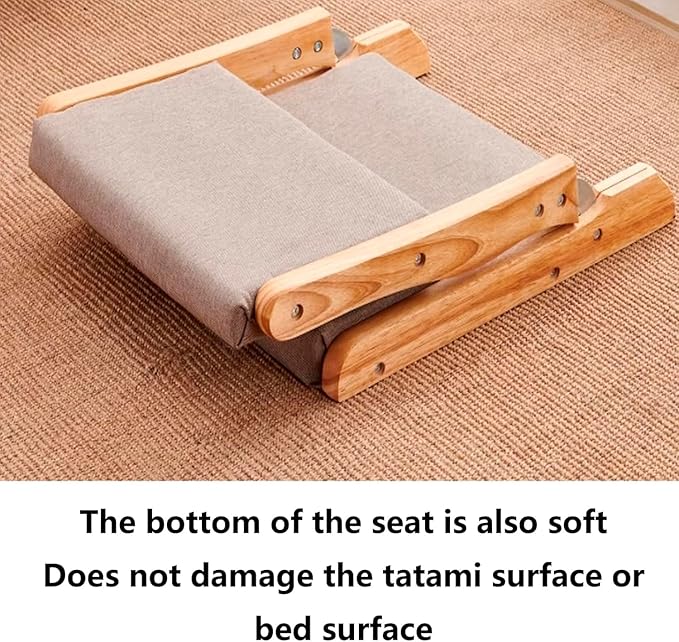 BTZHY Floor Chair Japanese Legless Chair Seat with Back Support FoldableWood Folding Floor ChairHome Bay Window Lazy Backrest Chair Meditation Floor Seating for Living Room(C)