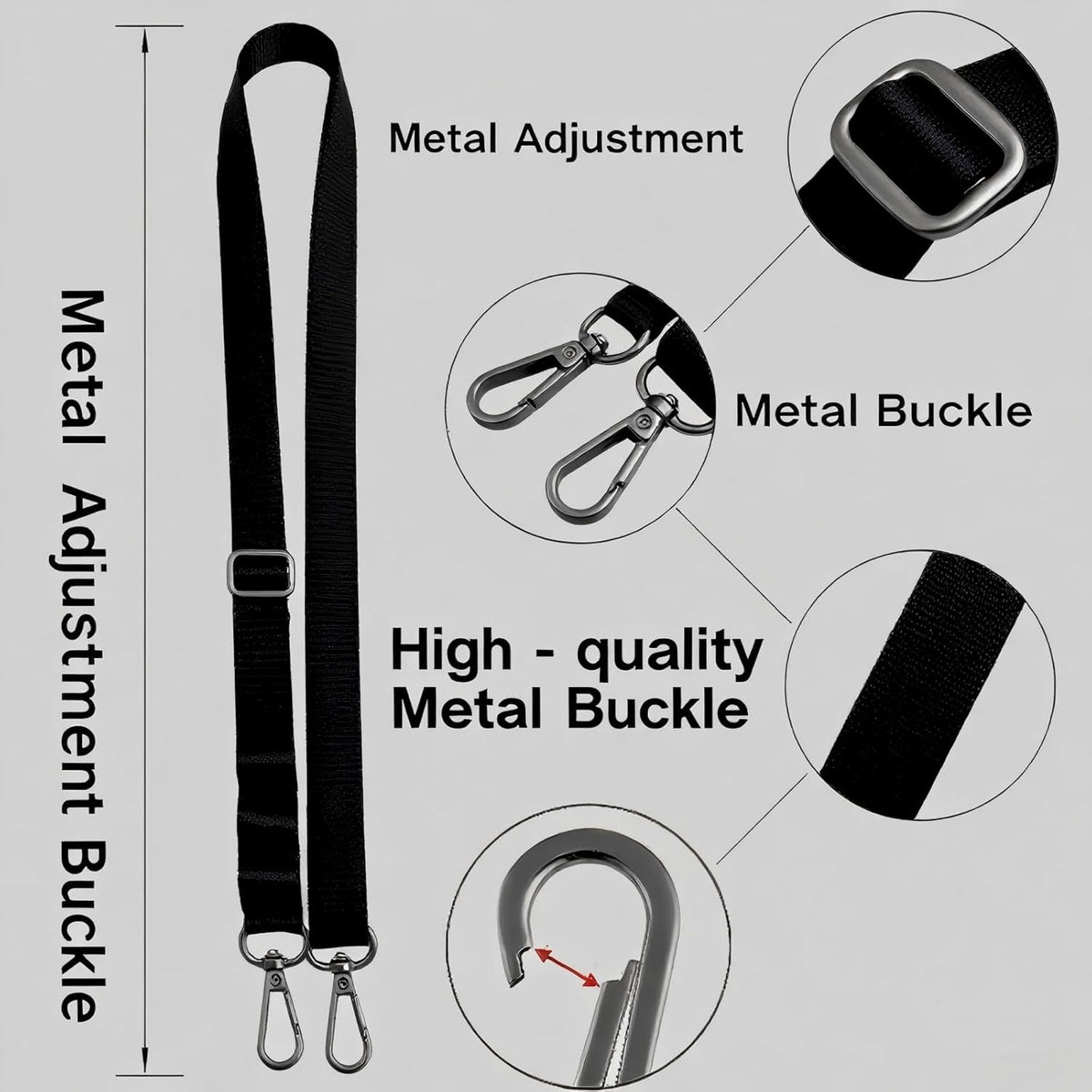 Universal Adjustable Nylon Phone Lanyard - 20MM Multi-Color Options for iPhone Samsung Smartphones (Fits Most Cases) Black