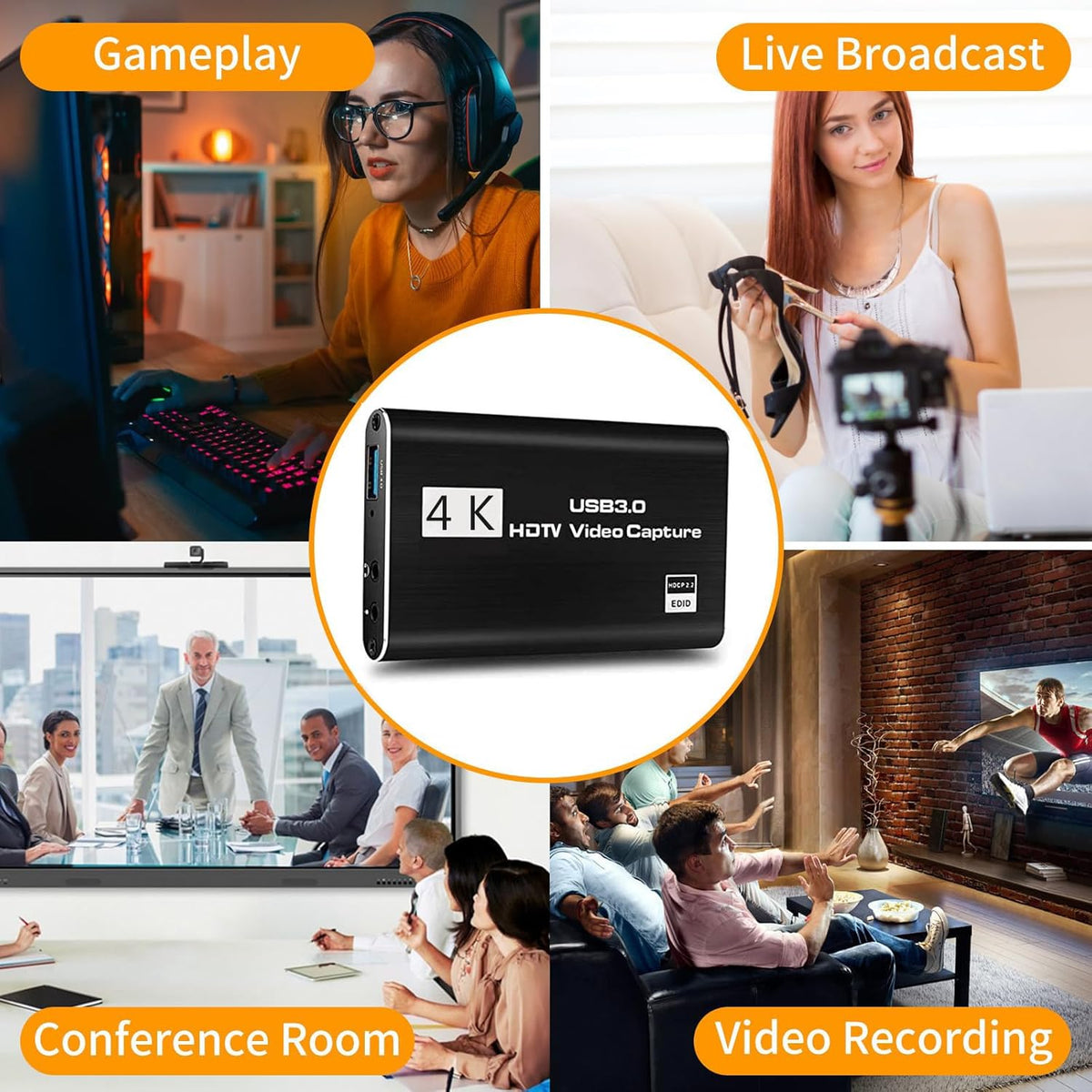 HeavenBird 4K 3.1 HDR USB Video Capture Card, External Video Recorder Device with Ultra-Low Latency, Gray