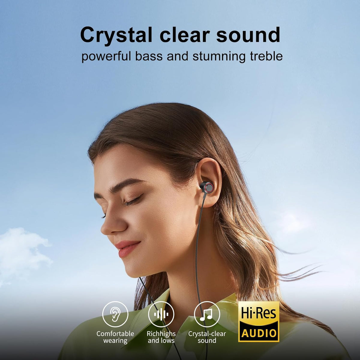 3 Pack MP3 3.5mm Wired Earbuds with Microphone, In-Ear Headphones Wired with Noise Blocking &Volume Control, Premium