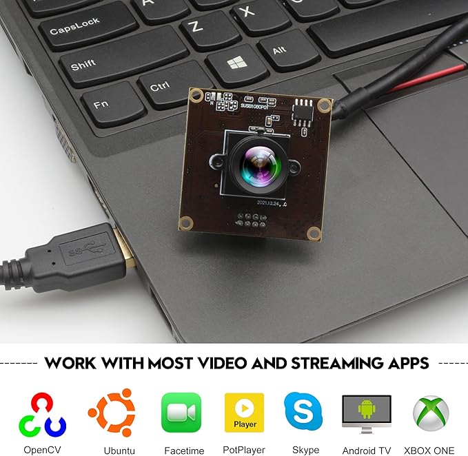 1080P USB3.0 High Speed 50fps USB Camera Module 0.01Lux Low Illumination Webcam with 53° No Distortion Lens Plug & Play for 3D Printer Industrial Inspection & Microscope