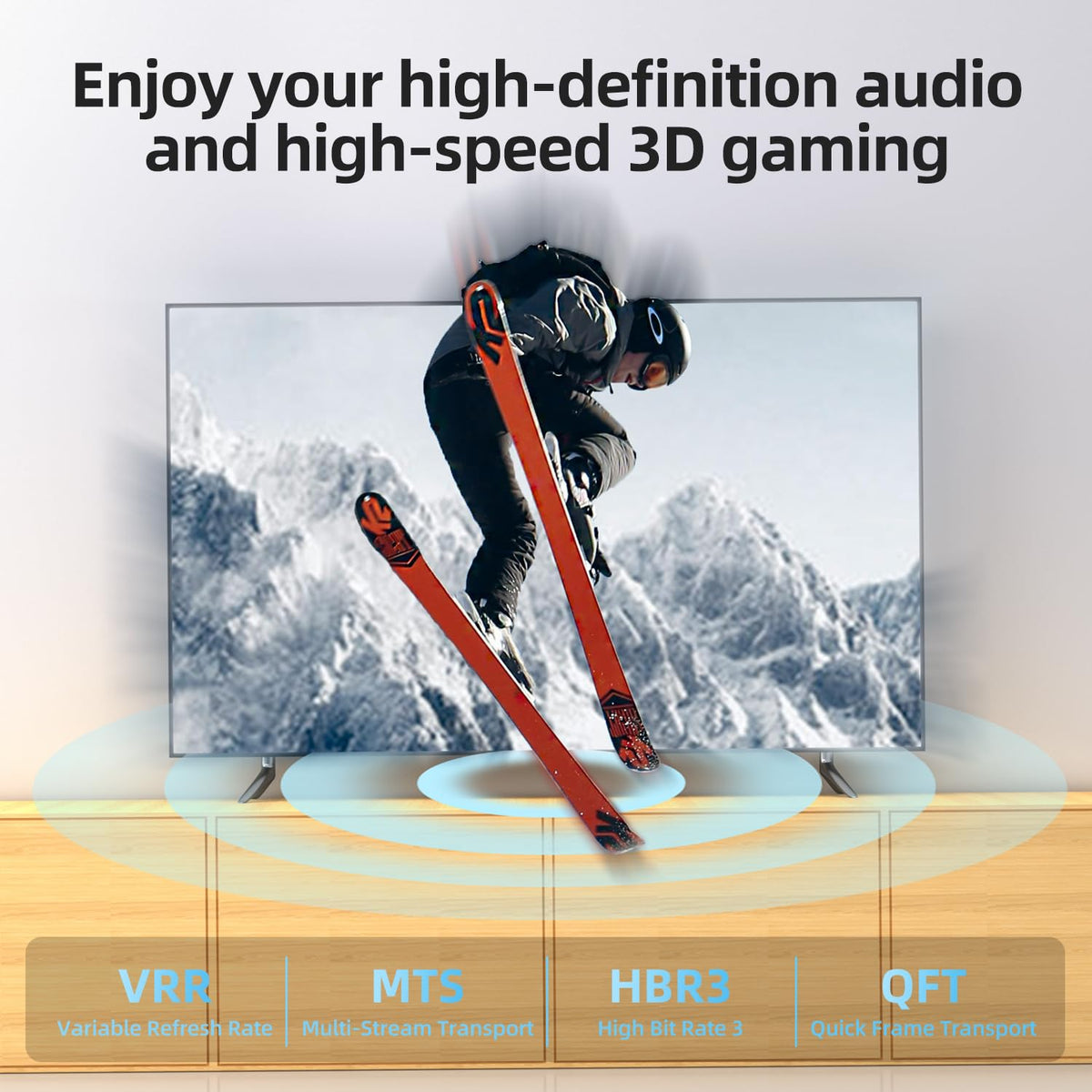 Diyanisly 8K DisplayPort Cable 3.3FT, DP 1.4 Cable, 32.4Gbps 8K@60Hz 4K@120Hz 2K@240Hz, High Refresh Rate Flexible for HDR DSC, FreeSync, G-Sync