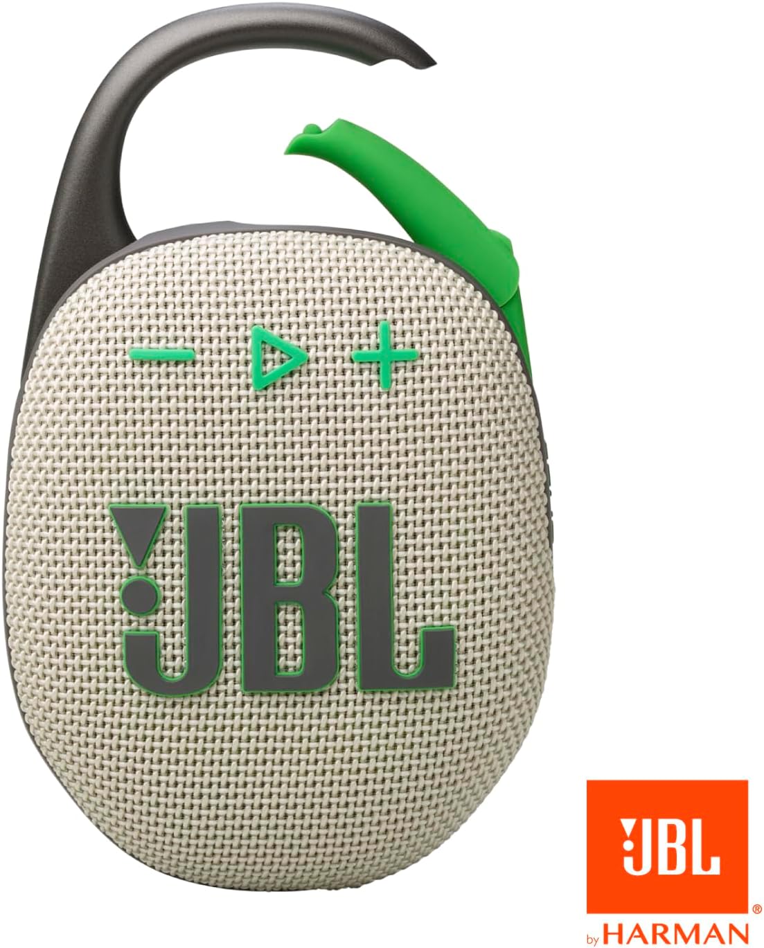 JBL Clip 5 - Ultra-Portable, Waterproof & Dustproof Bluetooth Speaker, Big Pro Sound with Punchy bass, Integrated Carabiner, Up to 12 Hours of Play, Made in Part with Recycled Materials (Sand)