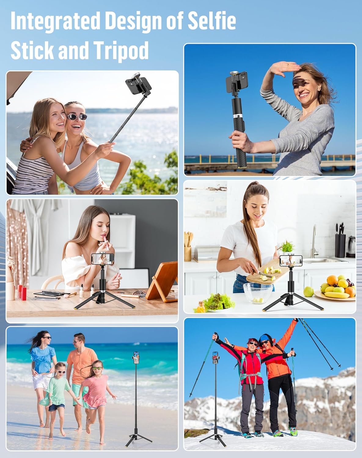 Phone Tripod Selfie Stick:Phone Stand for Recording,Bluetooth Selfie Stick for iPhone Compatible with Android(Samsung Galaxy s24 Ultra) is Content Creator 's Travel Essentials Tool