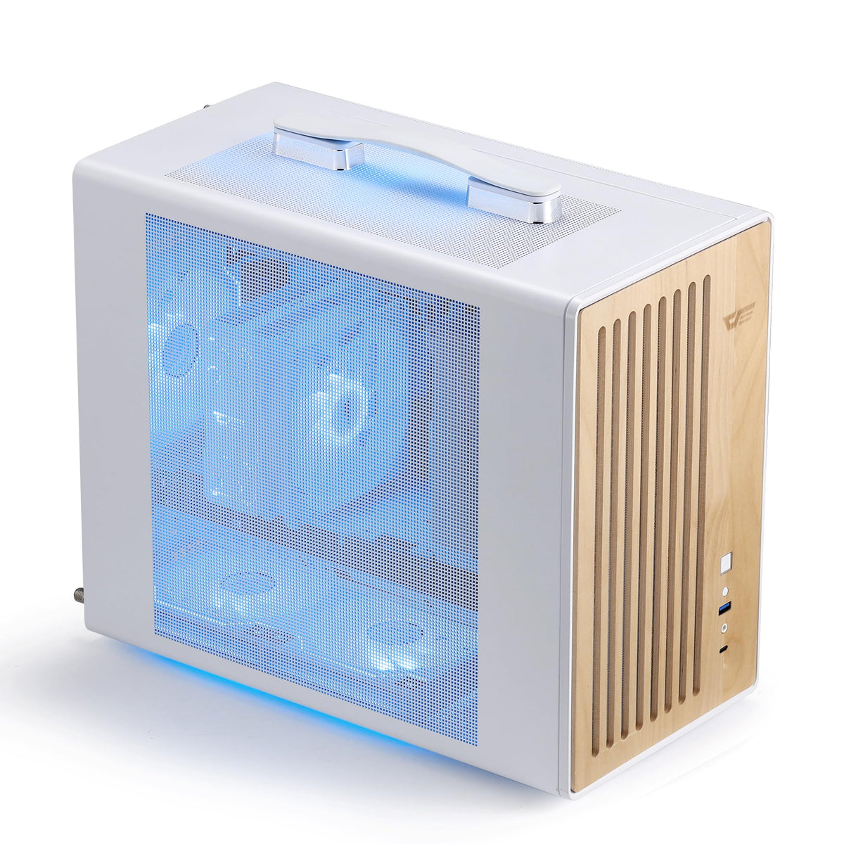 darkFlash WD200 Portable Micro-ATX PC Case - Premium Walnut Wood Design, High-Airflow Mesh, 335mm GPU Support, 240mm AIO Ready,