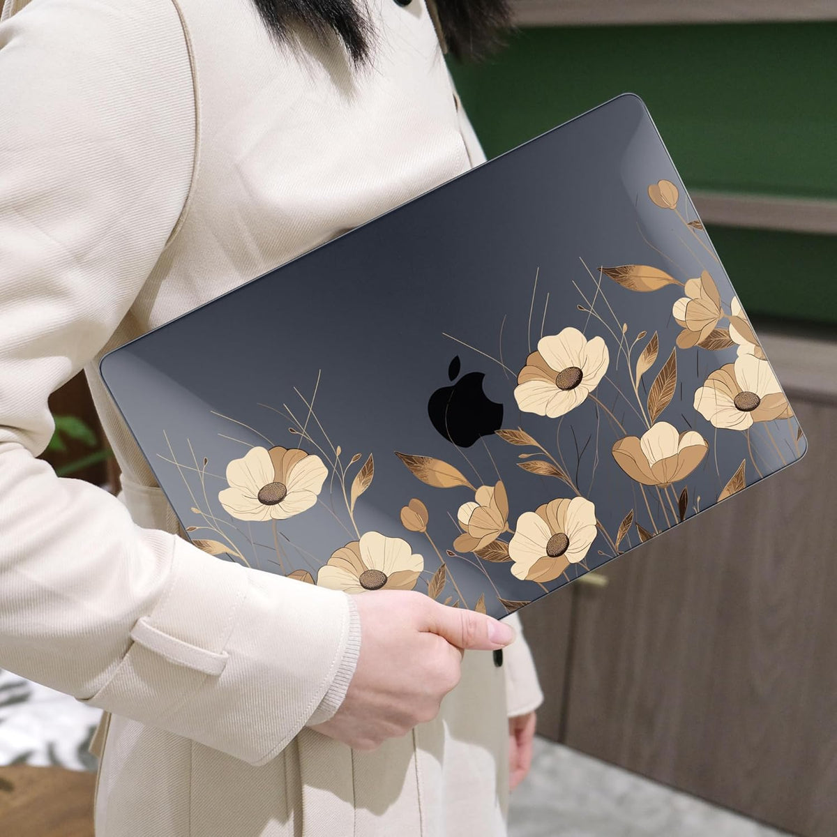 MEEgoodo for MacBook Air 13.3 inch Case 2021 2020 2019 2018 A2337 M1 A2179 A1932, Laptop Shell for MacBook Air M1 with Keyboard Webcam Cover & Trackpad Film & Type C Adapter,A Bouquet Flowers