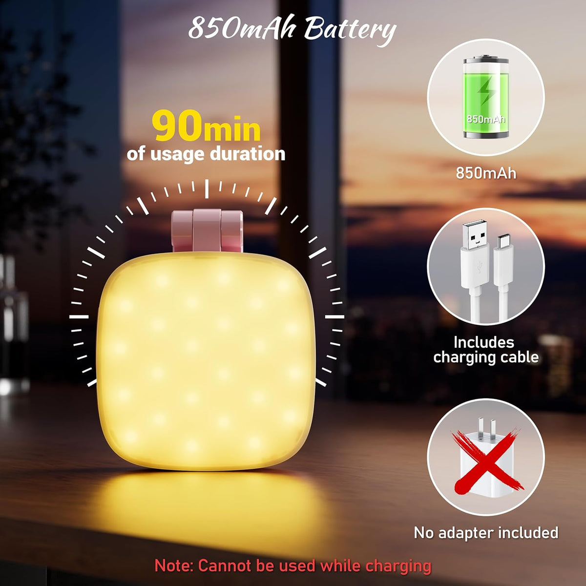 Magnetic Selfie Light for Phone: 5 Led Mode with Mirror Compatible for iPhone & Android - Rechargeable Portable Fill Light for Photography/Video Recording/Conference/Vlog/Makeup (Pink)
