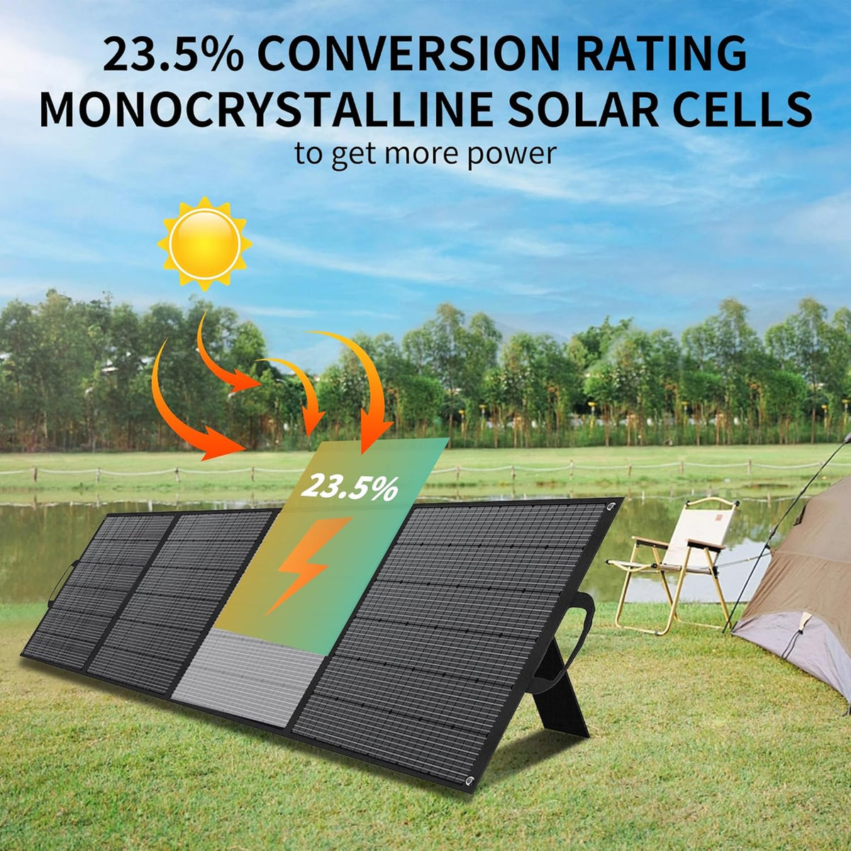 400W Portable Solar Panel for Power Station Generator,400 Watt Foldable Solar Panel Charger with MC4 Output,3-in-1 DC Connector,23.5% High Efficiency for Outdoor Camping RV Travel (400W)