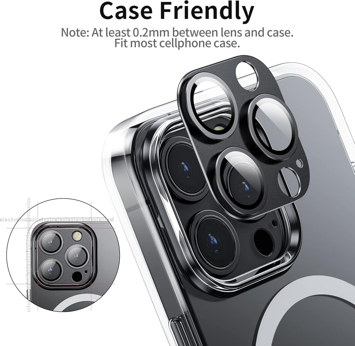 Camera Lens Protector for iPhone 14 Pro/iPhone 14 Pro Max, Alloy Metal Camera Cover with Tempered Glass Screen Protector Accessories,Purple and Black