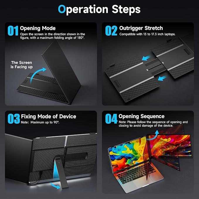 Laptop Screen Extender 0.17 Ultra-Thin 14.2 FHD 1080P IPS Portable Monitor for Laptop Dual Screen Travel Monitor Extender Suitable for 13-17.3 Plug & Play for Windows/Mac/Android/Switch/PS-5