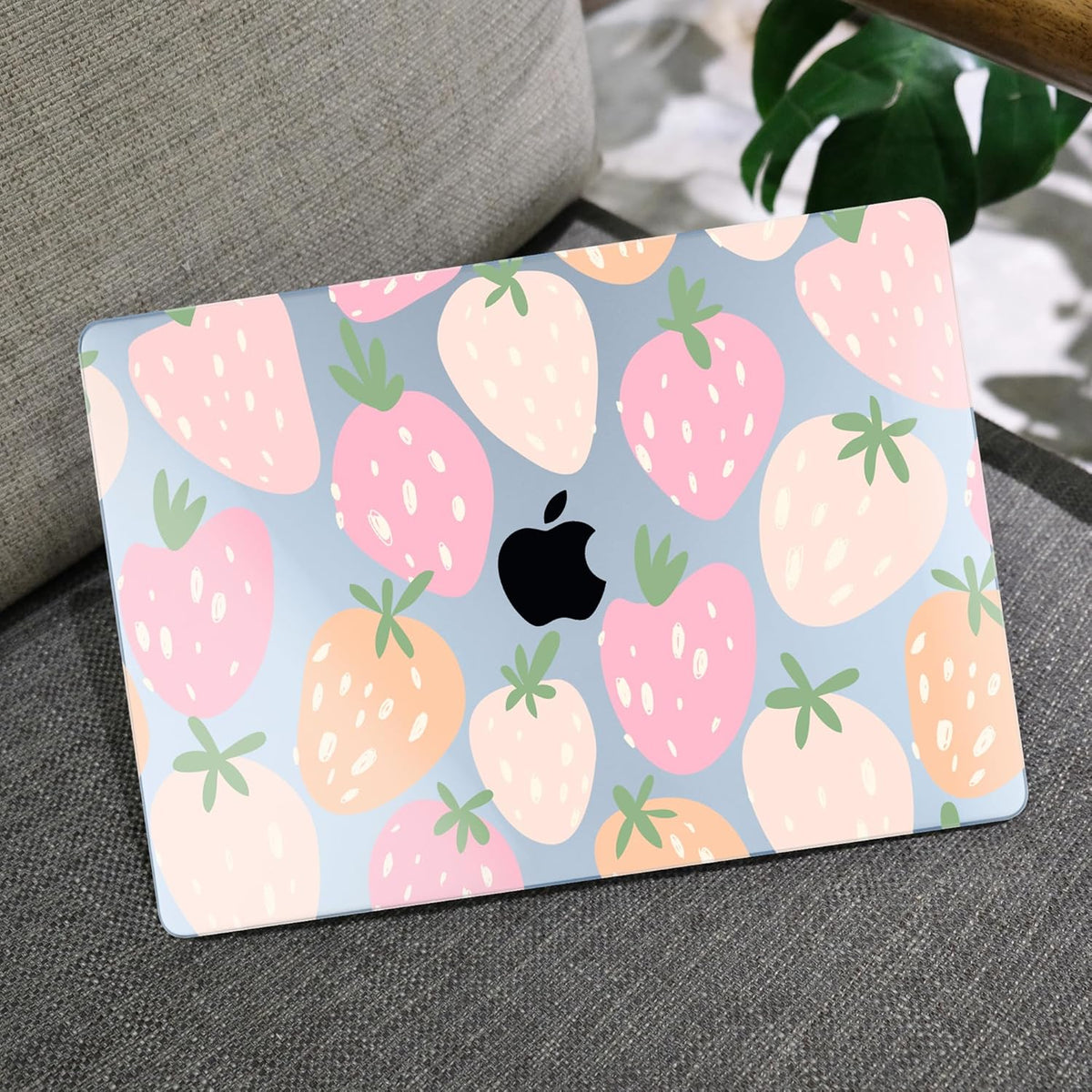 MEEgoodo Case for MacBook Air M4/M3/M2 13.6 inch 2025 2024 2022, Fit Model A3240 A3113 A2681, Compatible with MacBook Air 13 inch, Laptop Hard Shell Case with Keyboard Cover, Cute Drawn Strawberries