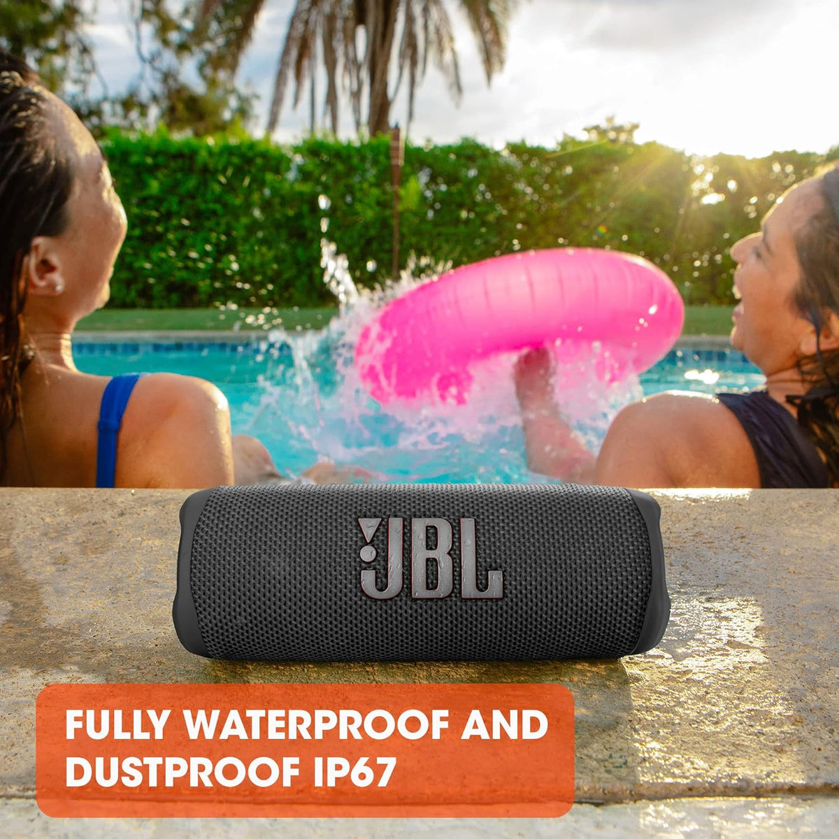 JBL Flip 6, Pink - Waterproof, Portable & Durable Bluetooth Speaker - Up to 12 Hours of Wireless Streaming - Includes Noise-Canceling Speakerphone, Voice Assistant Connect+