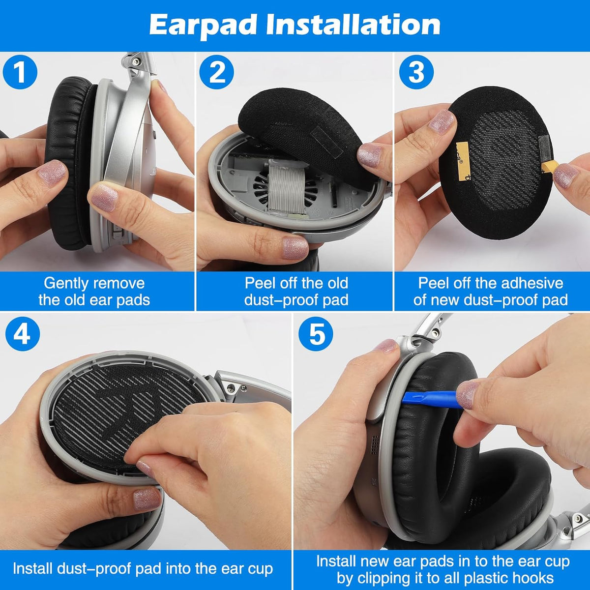Ear Pads for Bose QuietComfort 35 ii, Premium Softer Leather Replacement Pads for Bose QC35 QC35ii Headphones Ear Pads Quiet Comfort, Noise Isolation Foam, Added Extra Thickness (Black)