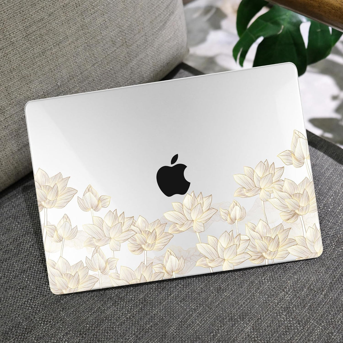 MEEgoodo for M4/M3/M2 MacBook Air 15.3 inch Case 2025 2024 2023, Case Fit Model (A3241/A3114/A2941) for MacBook Air 15 inch, Laptop Hard Shell with Keyboard Cover, Golden Lotus