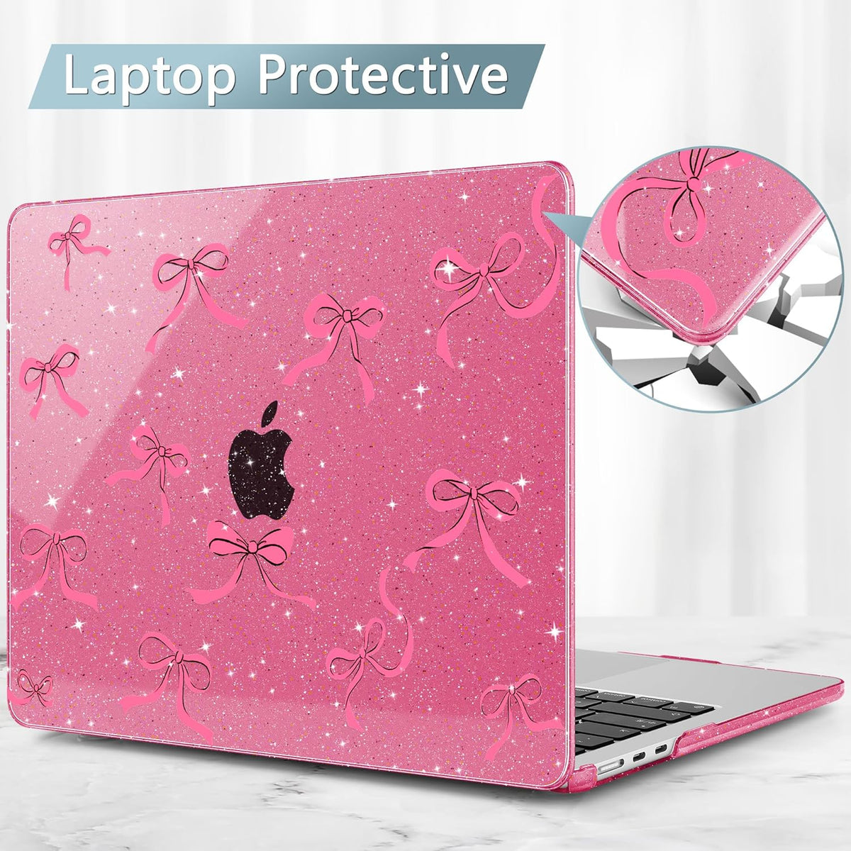 May Chen for MacBook Air 13.6 Inch Case 2025/2024/2023/2022 Release (Model A2681 A3113 A3240, M2 M3 M4 Chip) – Hard Shell Laptop Cover with Keyboard Cover & Screen Protector,Peach Bows