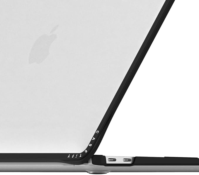 CASETiFY Impact MacBook Air 13" (M1/Intel) Case [Cushioned Impact Corners/Scratch-Resistant/Anti-Slip Grip] - Black Abstract Shapes - Clear Black