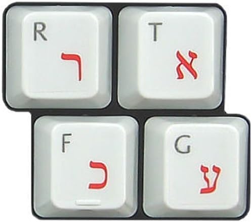 HQRP Hebrew Keyboard Stickers Red Letters on Transparent Background for All Mac, PC Desktops & Laptops with Red