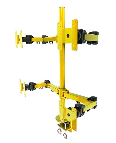 MonMount Quad LCD Monitor Stand Desk Clamp Holds Upto 4 27-Inch LCD Monitors, Yellow (LCD-2020Y)