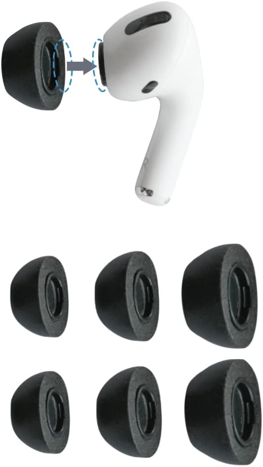 Comply Memory Foam Replacement Earbud Tips for Apple AirPods Pro 1 & 2 | Ultimate Comfort, Secure Fit, Superior Noise Isolation | Anti Slip, Prevent From Falling Out | Black (S/M/L) (3 Pairs)