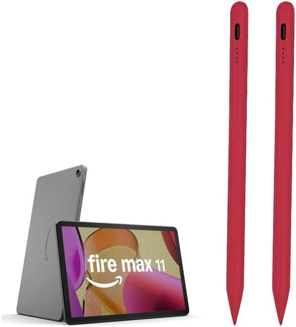 2 Pieces AMZ Fire Max 11 Pen Tablet Stylus Pen for AMZ Fire HD 10 Fire HD 8 Stylists Tablets Touch Screen Pencil (red)