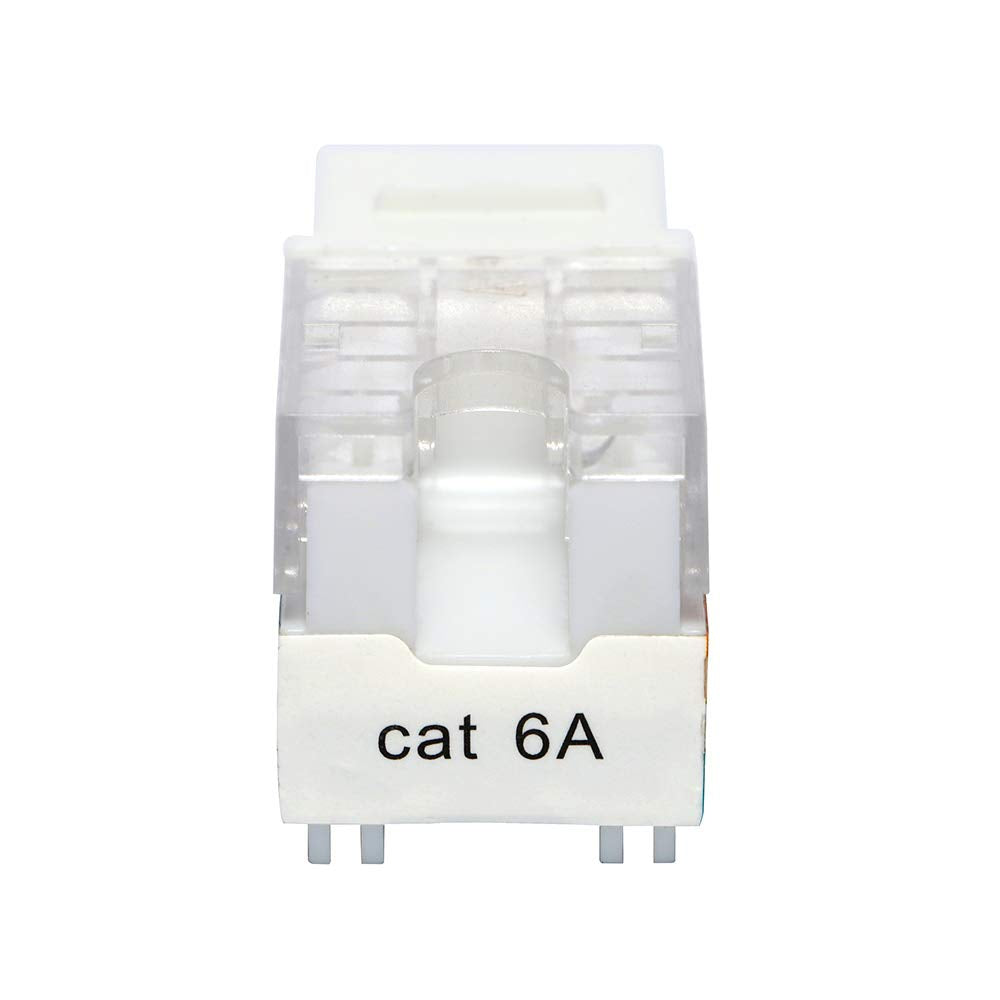 VCE RJ45 Cat6A Keystone Jack UL Listed 25-Pack, 10 Gbps Slim Profile Modular Ethernet Jacks Insert 110-Type UTP 90-Degree, White