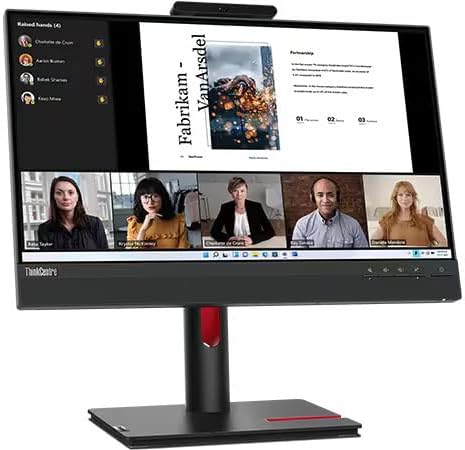 Lenovo ThinkVision TIO22 22 FHD IPS Monitor with 4ms Response Time Anti-Glare VESA Mount (100 x 100mm) Displayport HDMI Black Color (12N8GAR1UZ) 2 Pack w/DKZ Hub &amp ErgoFlexy Dual Mount Arm
