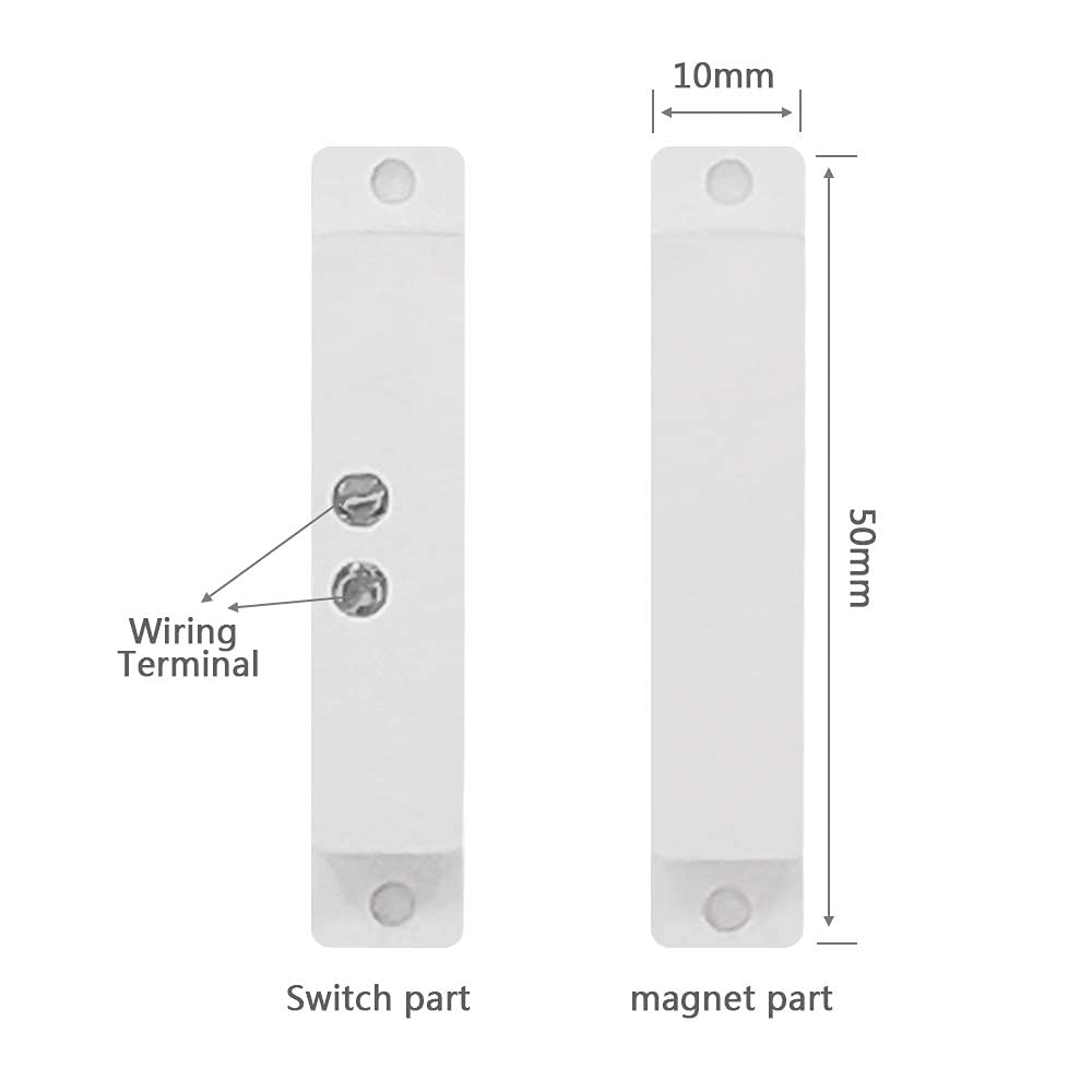 10 Sets Pack of Wired Surface Mounted Alarm Magnetic Contacts Door Window Reed Switch Sensor with Double Side Tape