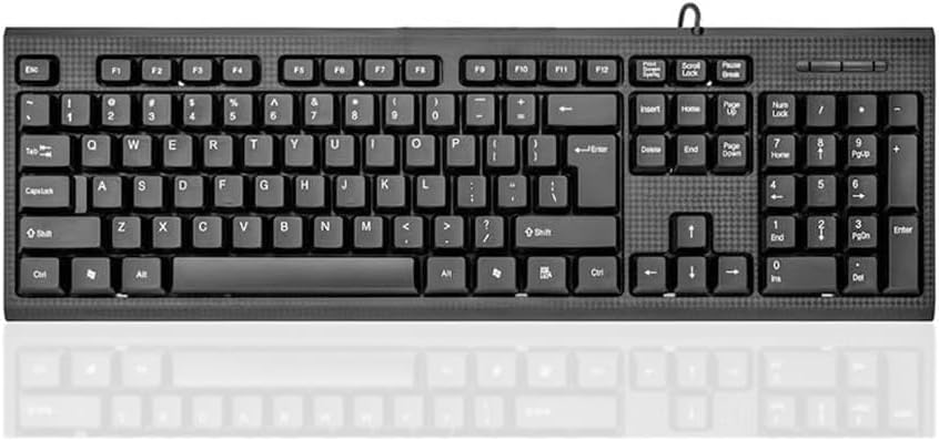 Guiheng Wired Computer Keyboard, Plug Play USB, Large Number Pad, LED IndicatorsErgonomic, Foldable Stands,Anti-Wear
