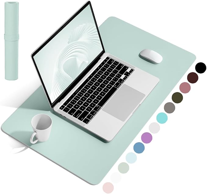 YSAGi Non-Slip Leather Desk Pad, Waterproof Laptop Computer Desk Keyboard Mat, Table Protector Blotter Mat, Large Mouse Pad for Office/Work/Home/Decor(Mint Green, 23.6" x 13.7")