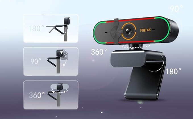 Windows 8 4k Webcamwith Microphone &amp Privacy Cover &amp Plug&ampPlayWorks Zoom/Teams/Skype/Google Meet