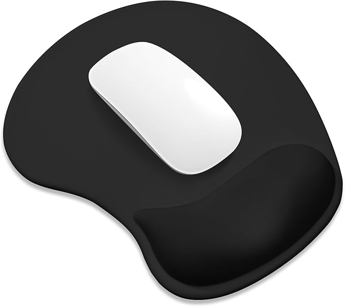 ITNRSIIET Ergonomic Mouse Pad, Cushioned Gel Wrist Rest, Non-Slip Base, Smooth Surface, Cute Multi-Color, 9.5 x 8.2 in, Black