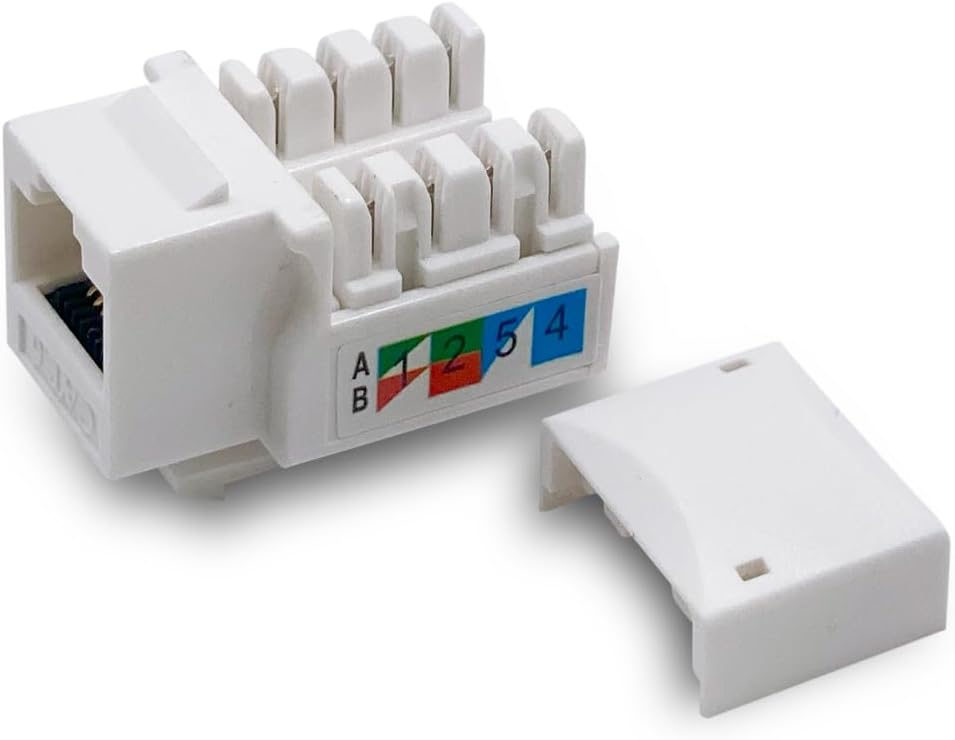 (10-Pack) [UL Listed] - Ethernet Wall Jack - Keystone Jack - Cat5/5e/6 Compatible - Cat6 Network Coupler