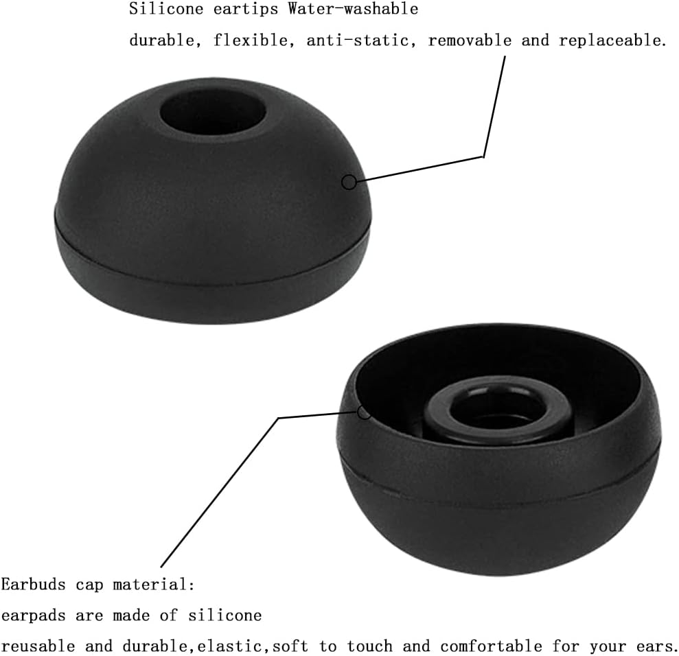 4 Pairs Silicone Earbud Tips Replacement Eartips Earbuds Cap Eartips Tips Compatible with Powerbeats 1/2/3 Wireless Beats by Dre Headphones (Black)
