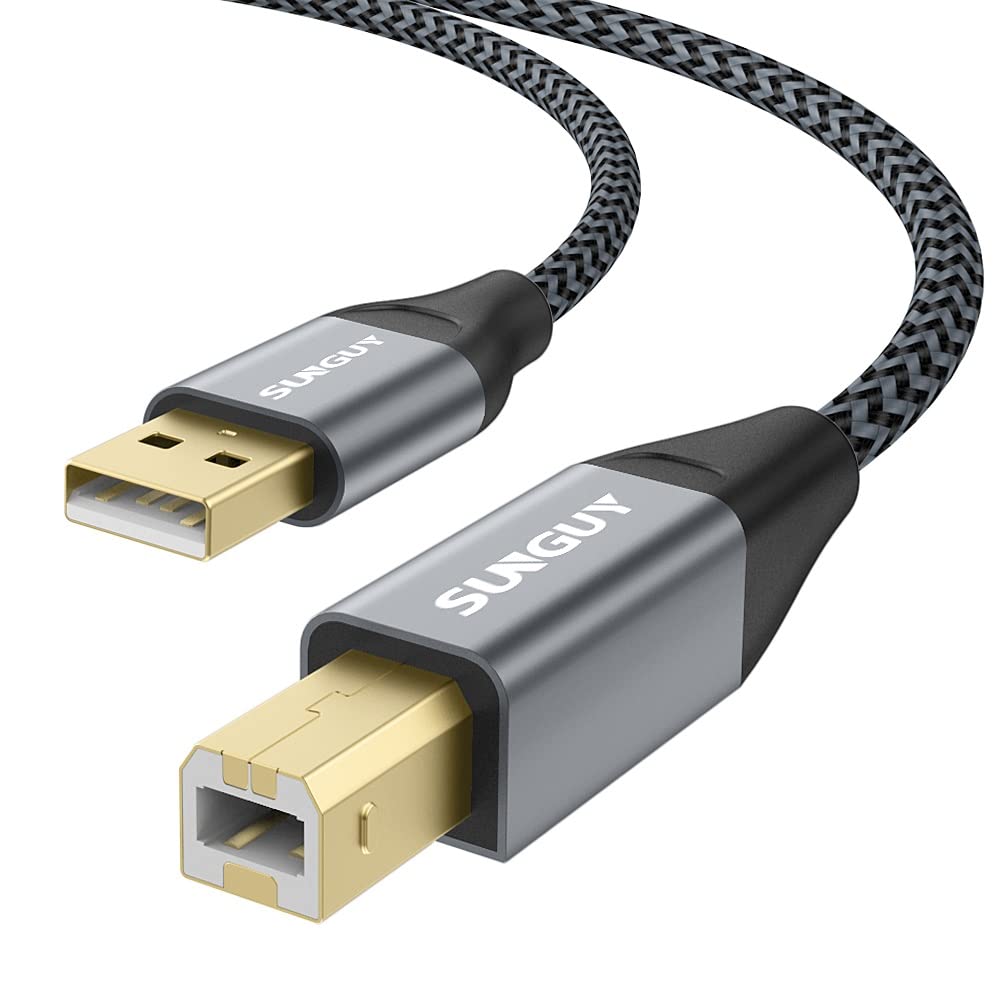 6.6FT 6.6ft SUNGUY USB Printer Cable USB A to B Printer Universal PC Cord Compatible for HP Brother Dell Epson