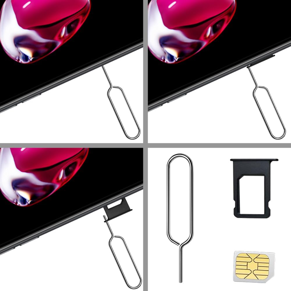 5-Pack Stainless Steel SIM Card Tray Ejector Pins - Universal Removal Tool for iPhone,iPad & Samsung Smartphones