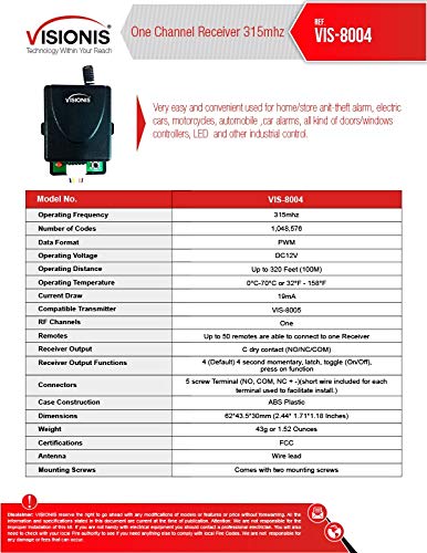 Visionis VIS-7467 One Door Access Control Inswinging Door 1200lbs Electromagnetic Lock Kit with Wireless Receiver and Remote Magnetic Lock System
