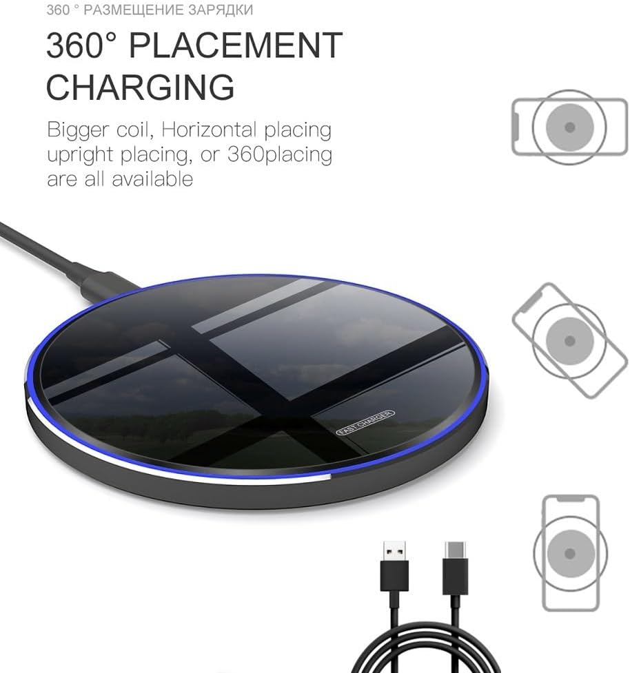 Fast Wireless Charger,20W Max Wireless Charging Pad Compatible with iPhone 16/16 Pro/Pro Max/15/14/13/12/11/X,AirPods;FDGAO Induction Charge Mat for Samsung Galaxy S25/S24/S23/S20/Pixel/G8