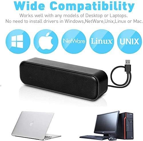 HONKYOB Counter USB Computer Speakers,Laptop Speakers Wired USB Powered,Portable Mini Sound Bar PC Speakers for Windows