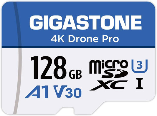 Gigastone 128GB 4K 4K U3 A1 V30, 100MB/s, Designed for Drone Micro SD Card, Drone Pro, MicroSDXC Memory Card