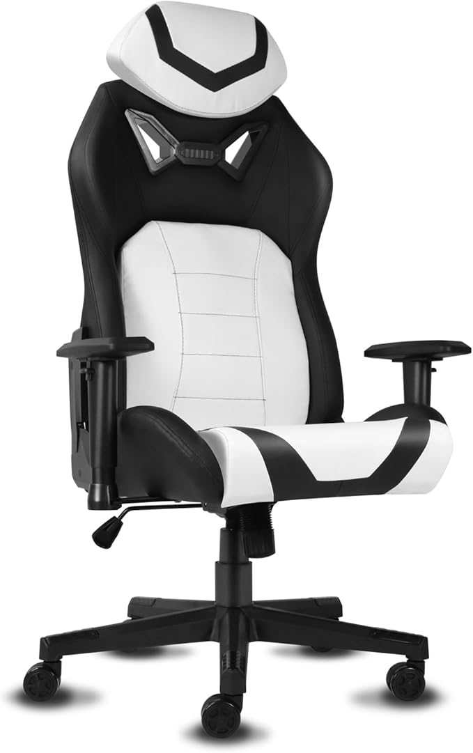 Modern-Depo Ergonomic Gaming Chairs for Adults with High-Density Memory Foam | Swivel Comfortable Office Chair Big and Tall Video Game Chair High Back Computer Chair for Home Office White Black